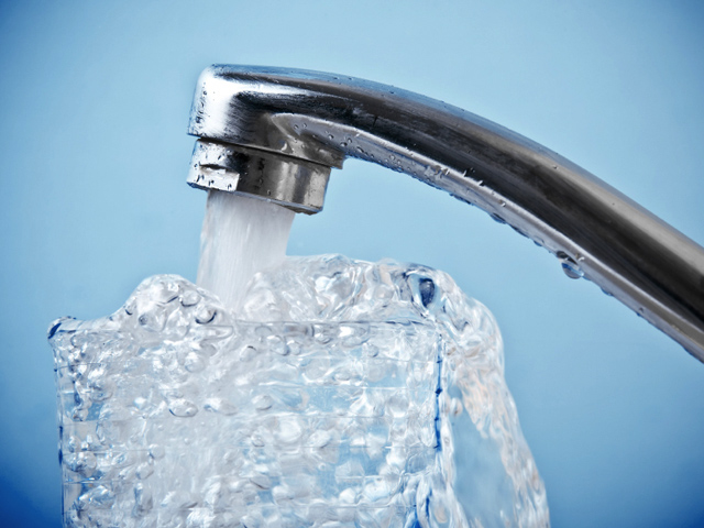 water flowing from faucet